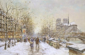 Landschaft im Schnee Werke - Antoine Blanchard Schnee in Paris Notre Dame